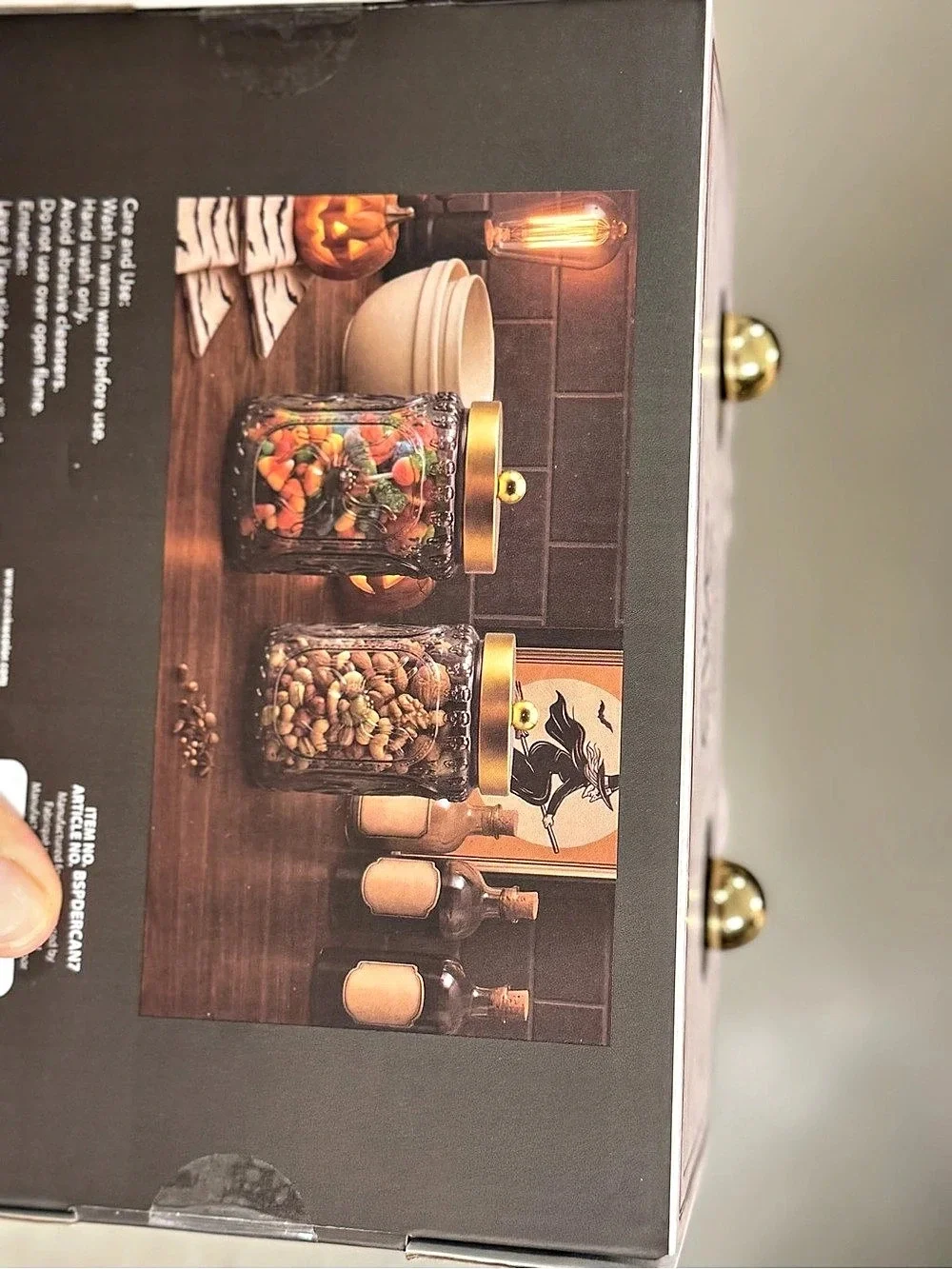 CWC 2 Piece Glass Canister Set Black & Gold NWT